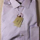 BRIONI SHIRT $695 PURPLE RIBBON STRIPE OXFORD FRENCH CUFF SHIRT 17.75/34 45e NEW