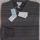 MALO SWEATER $990 GRAY STRIPED 100%CASHMERE REVERSIBLE V-NECK JUMPER MED 50e NEW