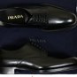 PRADA SHOES $1250 BLACK BRUSHED CALFSKIN SPAZZOLATO ROYA OXFORD 9 42e NEW