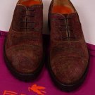 ETRO SHOES $790 BORDEAUX SUEDE PAISLEY PRINT CHUNKY SOLED OXFORDS 7 40e NEW