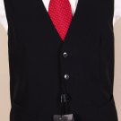 DOLCE & GABBANA VEST $675 SOLID BLACK WOOL LOGO BRACE WAISTCOAT GILET 40 50e NEW