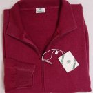BORRELLI SWEATER $1495 BORDEUAX 100%CASHMERE DUAL ZIP BOMBER JUMPER MED 50e NEW