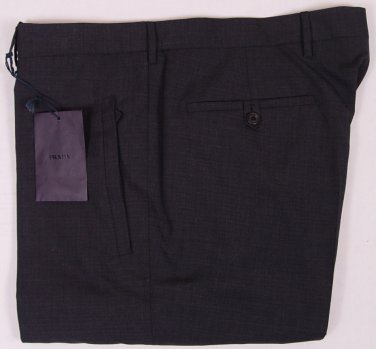 PRADA PANTS $645 GRAPHITE BLACK 100%WOOL BTN POCKETS FIT LEG SLACKS 36 52e NEW