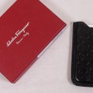 SALVATORE FERRAGAMO BLACKBERRY CASE $310 BLACK LOGO GANCINI EMBOSSED COVER NEW