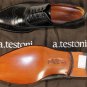 A. TESTONI SHOES $740 BLACK WING TIP HANDMADE OXFORD DRESS SHOES 10.5 43.5e NEW