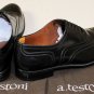 A. TESTONI SHOES $740 BLACK WING TIP HANDMADE OXFORD DRESS SHOES 10.5 43.5e NEW