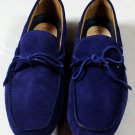 SUTOR MANTELLASSI SHOES $595 BLUE SUEDE CALF PEBBLE SOLE TIED DRIVER 11 44 NEW