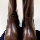 PRADA SHOES $1150 DARK BROWN STACKED HEEL PULL UP CALF BOOTS 10 43e NEW