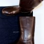 PRADA SHOES $1150 DARK BROWN STACKED HEEL PULL UP CALF BOOTS 10 43e NEW