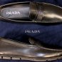 PRADA SHOES $495 BLACK LOGO GROSGRAIN BANDED VAMP CALFSKIN DRIVER 10 43e NEW