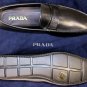 PRADA SHOES $495 BLACK LOGO GROSGRAIN BANDED VAMP CALFSKIN DRIVER 10 43e NEW