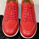 GIORGIO ARMANI SHOES $595 RED GRAINED CALFSKIN LOGO EMBOSSED TRAINERS 12 45e NEW
