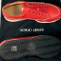 GIORGIO ARMANI SHOES $595 RED GRAINED CALFSKIN LOGO EMBOSSED TRAINERS 12 45e NEW