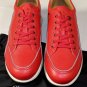 GIORGIO ARMANI SHOES $595 RED GRAINED CALFSKIN LOGO EMBOSSED TRAINERS 12 45e NEW