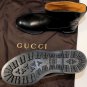GUCCI SHOES $890 BLACK LEATHER LOGO EMBOSSED HEEL LUG SOLE ANKLE BOOTS 9 42 NEW