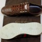 GUCCI SHOES $545 BROWN LOGO WEB SIDE STRIPED LOGO EMBOSSED TRAINER 13 46e NEW