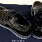 PRADA SHOES $690 BLACK CALFSKIN TOE ORNAMENT WINGTIP BROGUE DERBY 6.5 39.5 NEW