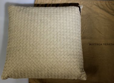 BOTTEGA VENETA PILLOW SET $860 STONE INTRECCIATO LINEN SQUARE PILLOW NEW