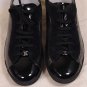 SALVATORE FERRAGAMO SHOES BLACK PATENT GRAY REPTILE SKIN TRAINERS 10.5 41e NEW