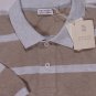BRUNELLO CUCINELLI POLO $395 BROWN BOLD STRIPE 2-BTN 100%COTTON  MED 50e NEW