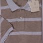 BRUNELLO CUCINELLI POLO $395 BROWN BOLD STRIPE 2-BTN 100%COTTON  MED 50e NEW