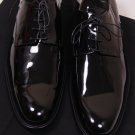 DSQUARED2 SHOES $680 BLACK PATENT LEATHER LOGO HEEL FORMAL DERBY 12 45e NEW