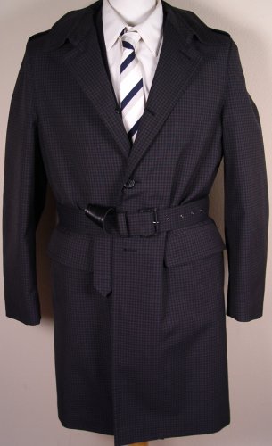 PRADA COAT $2295 DARK BROWN/NAVY CHECK BELTED WINTER TRENCH COAT XL 54e NEW