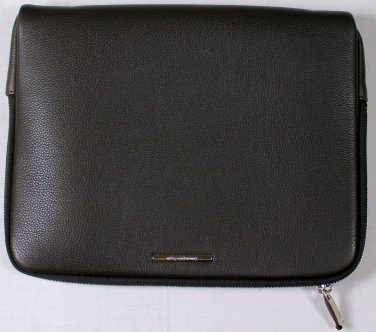 ZEGNA TABLET CASE $695 DK BROWN LEATHER LOGO iPAD TABLET HERITAGE SOFT CASE NEW