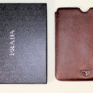 PRADA iPAD CASE $325 GARNET LOGO ORNAMENT SAFFIANO LEATHER PADDED iPAD CASE NEW