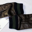 BALLY GLOVES $395 DK BROWN LAMBSKIN CASHMERE LINED STRIPED CUFF GLOVES L 10  NEW