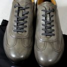 GIORGIO ARMANI SHOES $525 GRAY CALFSKIN LOGO EMBOSSED TRAINER 11 44e NEW