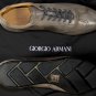GIORGIO ARMANI SHOES $525 GRAY CALFSKIN LOGO EMBOSSED TRAINER 11 44e NEW