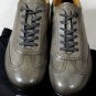 GIORGIO ARMANI SHOES $525 GRAY CALFSKIN LOGO EMBOSSED TRAINER 11 44e NEW