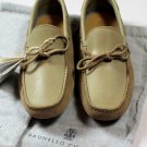 BRUNELLO CUCINELLI SHOES $735 SAND TIED VAMP PEBBLE SOLE LOGO DRIVER 11 44 NEW