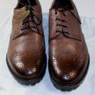 SANTONI SHOES $795 BROWN GRAINED CALFSKIN TOE ORNAMENT WINGTIP DERBY 11 44e NEW