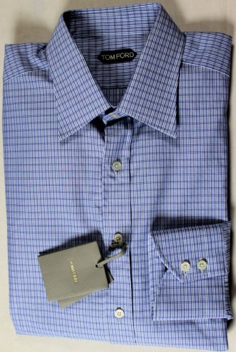 TOM FORD SHIRT $695 LIGHT BLUE/WHITE CROSS CHECK OXFORD SHIRT 17.5/35 44 NEW