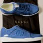 GUCCI SHOES $550 BLUE SUEDE LOGO GG ORNAMENTED LOW PROFILE TRAINERS 11 44e NEW