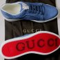 GUCCI SHOES $550 BLUE SUEDE LOGO GG ORNAMENTED LOW PROFILE TRAINERS 11 44e NEW