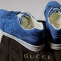 GUCCI SHOES $550 BLUE SUEDE LOGO GG ORNAMENTED LOW PROFILE TRAINERS 11 44e NEW