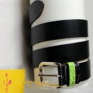 ETRO BELT $385 BLACK CALFSKIN CROCODILE ACCENT LOGO EMBOSSED BUCKLE 42 105cm NEW