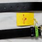 ETRO BELT $385 BLACK CALFSKIN CROCODILE ACCENT LOGO EMBOSSED BUCKLE 42 105cm NEW