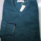 BRUNELLO CUCINELLI SWEATER MOSS GREEN 100%CASHMERE V-NECK PULLOVER XXXL 58e NEW