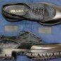 PRADA SHOES $1090 BLACK CALFHAIR RUBBER DIPPED LUG SOLE CAPTOE DERBY 9 42 NEW