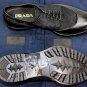 PRADA SHOES $1090 BLACK CALFHAIR RUBBER DIPPED LUG SOLE CAPTOE DERBY 9 42 NEW