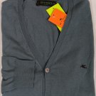 ETRO SWEATER $695 SLATE BLUE LOGO CASHMERE/COTTON 5-BTN CARDIGAN XXL 56e NEW