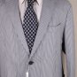 SALVATORE FERRAGAMO JACKET $1980 BLUE/SILVER SEERSUCKER 2-BTN COAT 44 56e NEW