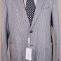 SALVATORE FERRAGAMO JACKET $1980 BLUE/SILVER SEERSUCKER 2-BTN COAT 44 56e NEW