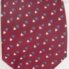 CHARVET TIE $195 RED,TAN & NAVY TRIANGLE WOVEN HANDMADE NECK TIE NEW