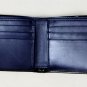 SALVATORE FERRAGAMO WALLET $350 BLACK/NAVY CALFSKIN LOGO ORNAMENTED BILLFOLD NEW