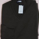 MALO SWEATER $860 SMOKE GREEN 100%CASHMERE V-NECK JUMPER SMALL 48e NEW
